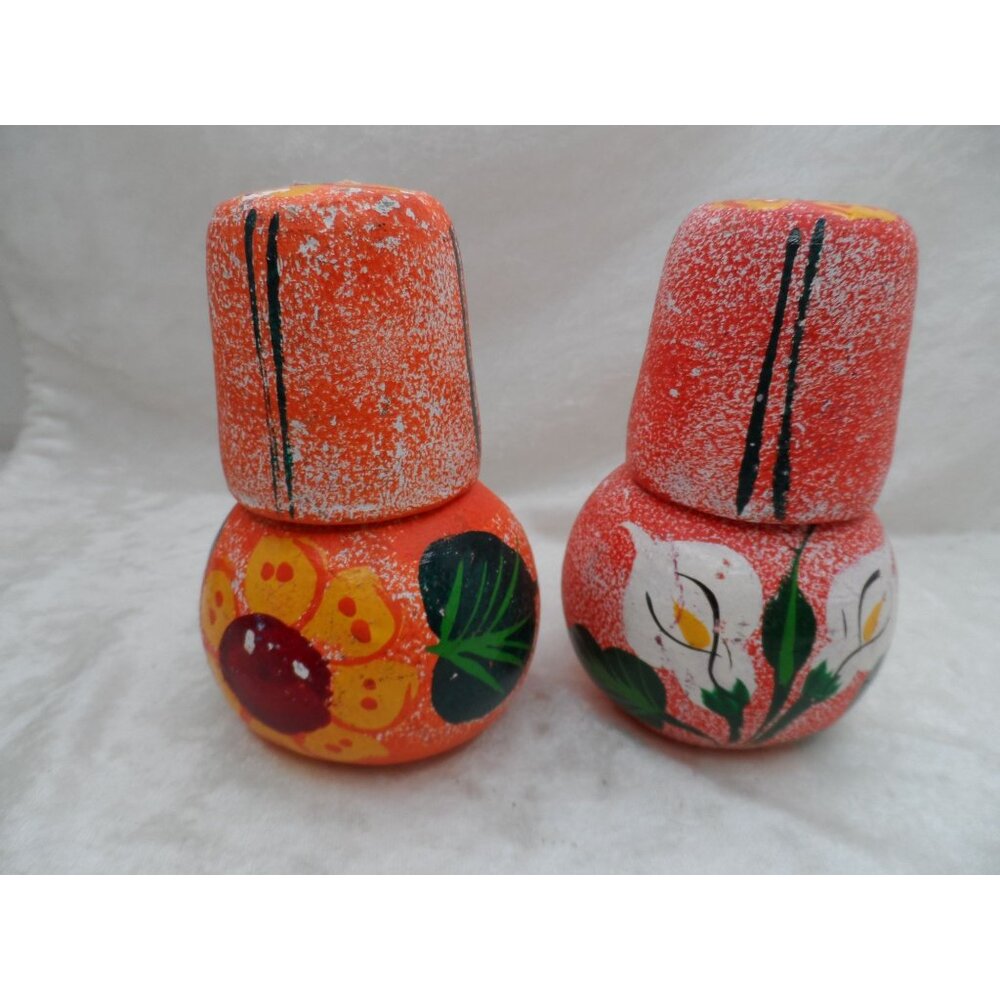 Mexican Clay Pottery Water Jug with Cup Set Hand Painted Folk Art 5"